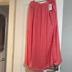 Zara Women's Pink/Coral Elastic-Waist Maxi Skirt